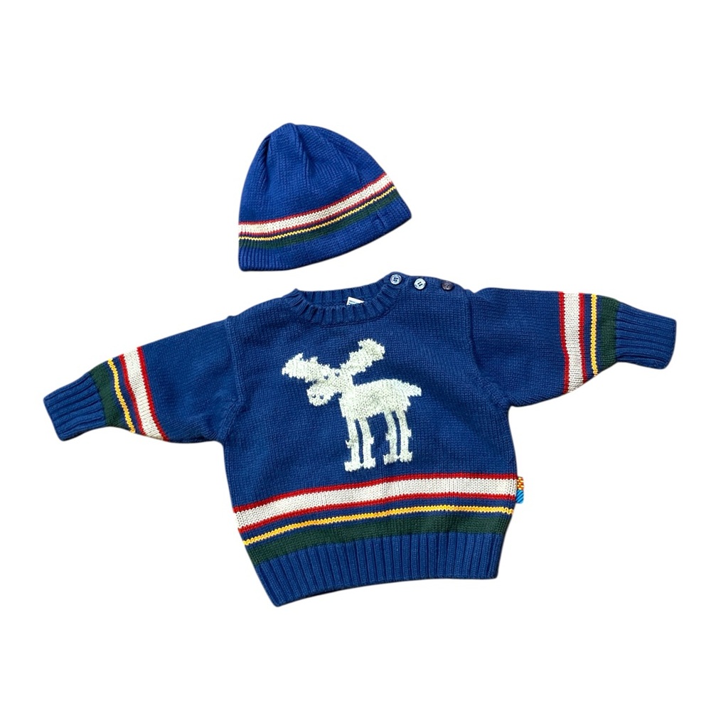 Gymboree Infant Sweater and Hat Vintage Set 6-12 M Cottagecore Moose Sweater